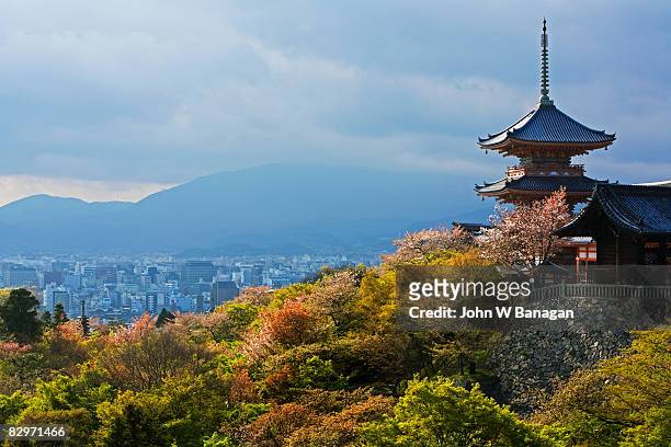 view of temple - kiyomizu dera temple foto e immagini stock