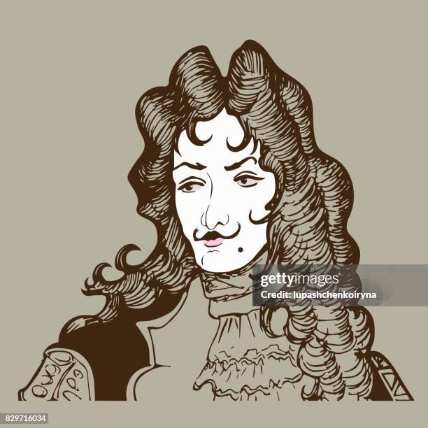 bildbanksillustrationer, clip art samt tecknat material och ikoner med vektorillustration av en dramatiserad porträtt av en barock aristokrat - historical clothing