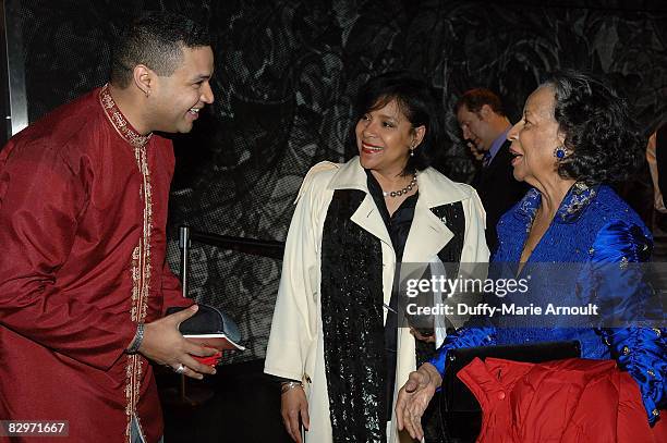 Artist Rajendra Ramoon Maharaj, actress Phylicia Rashad and Billy Allen attend a benefit concert of the musical "Mama, I Want to Sing" as the Amas...