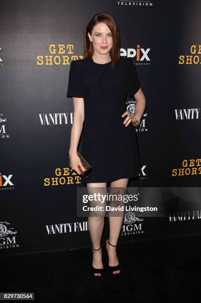 Actress Lucy Walters attends the red carpet premiere of EPIX original series "Get Shorty" at Pacfic Design Center on August 10, 2017 in West...