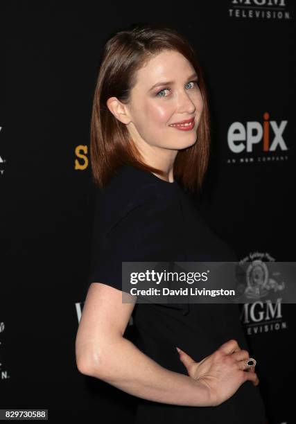 Actress Lucy Walters attends the red carpet premiere of EPIX original series "Get Shorty" at Pacfic Design Center on August 10, 2017 in West...