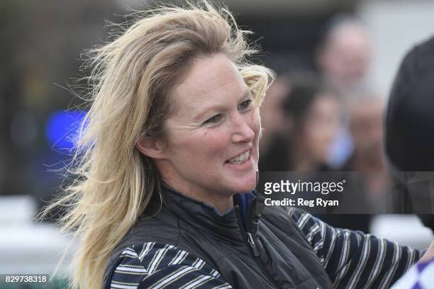 Trainer Alicia Macpherson after her horse Lycka Till won the Burke Britton Financial Partners BM70 Handicap, at Geelong Synthetic Racecourse on...