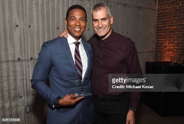 Journalist Don Lemon and editor in chief of OUT Magazine Aaron Hicklin attend OUT Magazine's OUT POWER 50 gala and award presentation presented by...