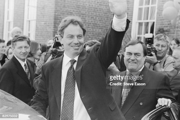 Labour Party leader Tony Blair with deputy leader John Prescott , at the launch of the party's general election campaign at Chilston Park Country...