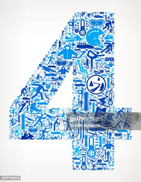 number 4 winter sport fun vector graphic - winter jacket stock illustrations