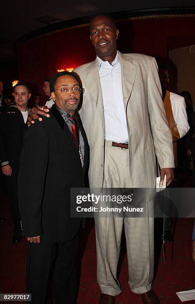 Spike and Dominique Wilkins attend the premiere of "Miracle at St. Anna" at the Ziegfeld Theatre on September 22, 2008 in New York City.