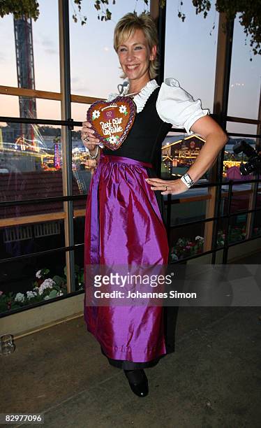 Claudia Jung attends the GoldStar TV Wiesn event at Oktoberfest beer festival on September 23, 2008 in Munich, Germany.