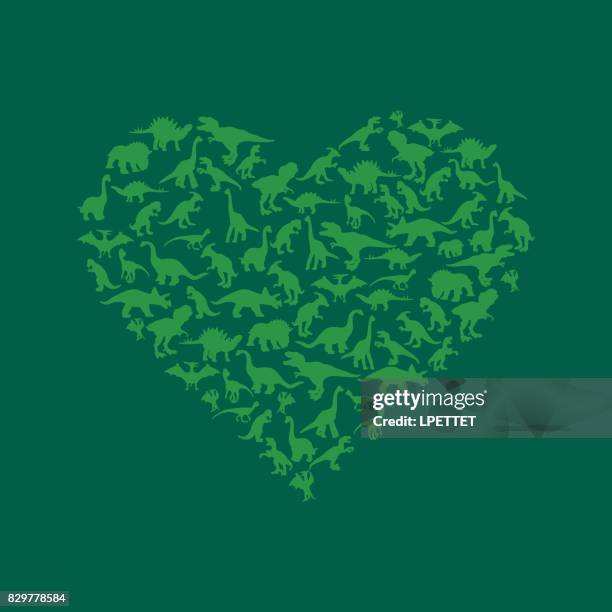 stockillustraties, clipart, cartoons en iconen met dinosaur liefde - velociraptor