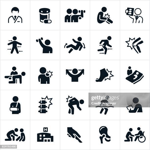 ilustrações de stock, clip art, desenhos animados e ícones de orthopedics and rehabilitation icons - recuperação