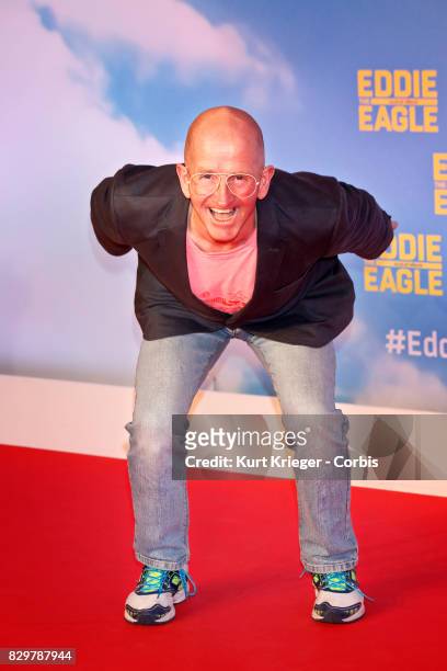 Michael Edwards arrives at the 'Eddie the Eagle' premiere in Munich, Germany on March 20, 2016 EDITORS NOTE: Image has been digitally retouched