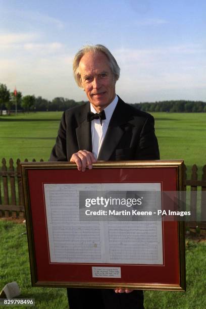 FORMER RECORD PRODUCER FOR THE BEATLES GEORGE MARTIN AT THE PRINCE'S TRUST ROYAL ENGLISH SUMMER BANQUET AT SMITH'S LAWN. HE IS HOLDING THE ORIGINAL...