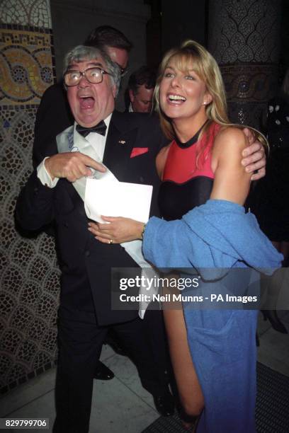 ZANY IRISH COMIC FRANK CARSON WITH ACTRESS/MODEL JILLY JOHNSON AT THE 16TH ANNUAL HOUSE OF LORDS V HOUSE OF COMMONS SPEEDO CHARITY SWIM AT THE ROYAL...