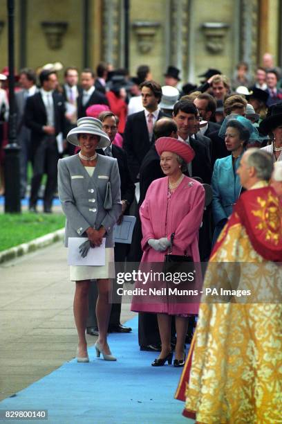 THE QUEEN AND PRINCESS OF WALES WITH PRINCESS MARGARET AND HER HUSBAND TIM LAURENCE AT ST MARGARET'S WESTMINSTER AFTER THEY ATTENDED THE WEDDING OF...