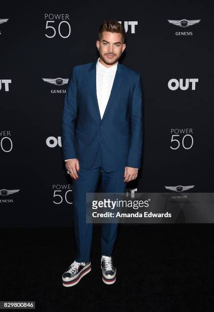 Singer Adam Lambert arrives at OUT Magazine's Inaugural POWER 50 Gala & Awards Presentation at Goya Studios on August 10, 2017 in Los Angeles,...