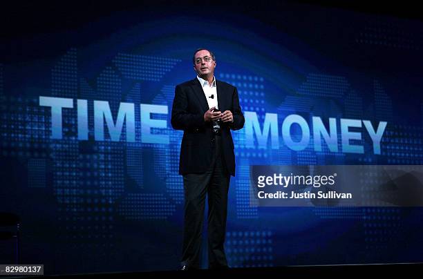 Intel President and CEO Paul S. Otellini speaks during his keynote address at the 2008 Oracle OpenWorld conference September 23, 2008 in San...
