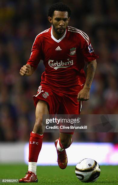 Jermaine Pennant of Liverpool in action during the Carling Cup Third Round match between Liverpool and Crewe Alexandra at Anfield on September 23,...
