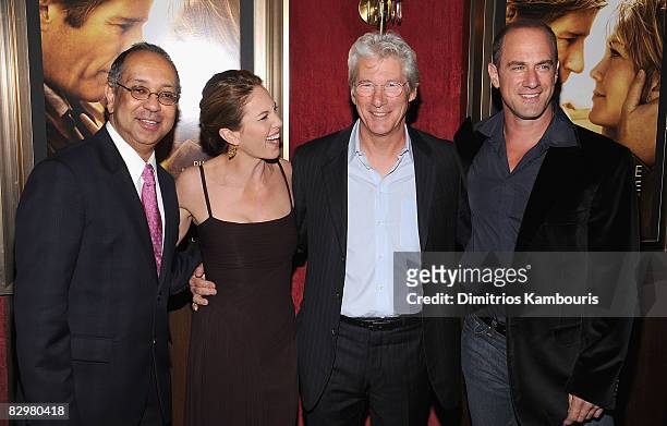 Director George C. Wolfe, actress Diane Lane, actor Richard Gere and actor Christopher Meloni attend the premiere of "Nights in Rodanthe" at the...