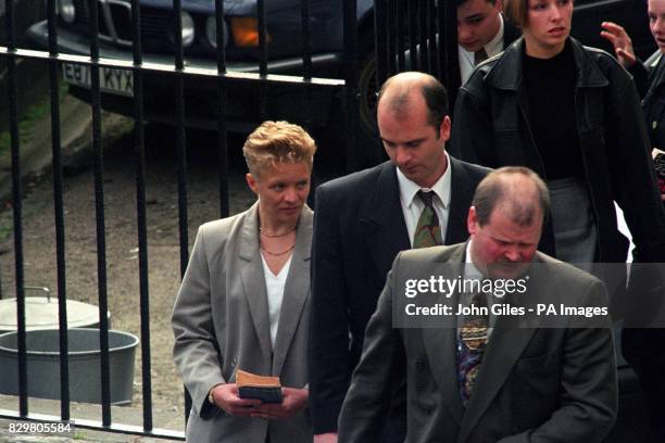 JACQUIE HARPER, THE MOTHER OF MURDER VICTIM SARAH HARPER ARRIVES AT NEWCASTLE CROWN COURT WITH HER DAUGHTER [BACK R], AS THE JURY CONSIDER THEIR...