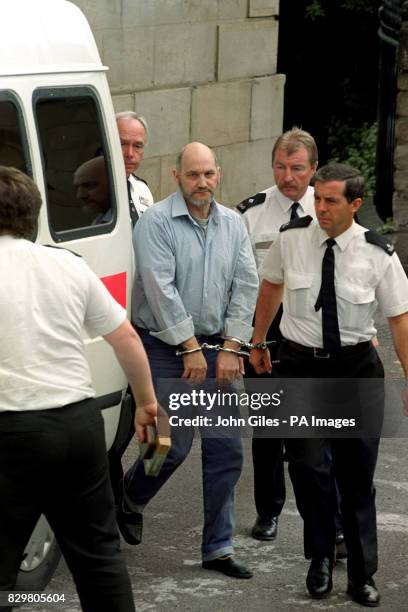 ROBERT BLACK IS LED AWAY AFTER BEING FOUND GUILTY AT NEWCASTLE CROWN COURT ON TEN CHARGES, RELATED TO THE MURDERS OF THREE SCHOOLGIRLS - CAROLINE...