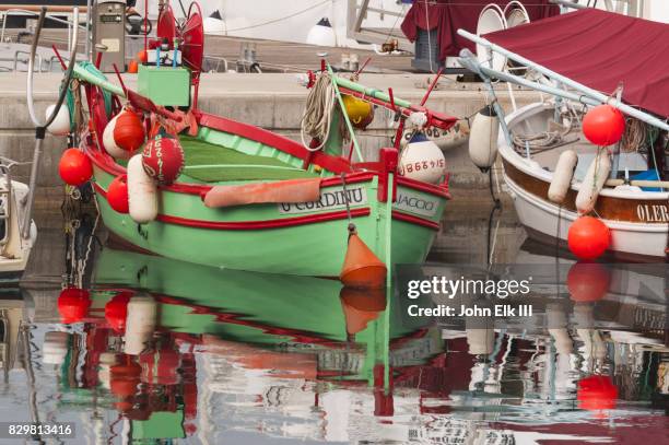 ajaccio marina with fishing boats - ajaccio fotografías e imágenes de stock