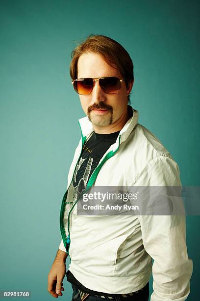 portrait of man dressed in 1980's retro style - 80's fashion stock-fotos und bilder