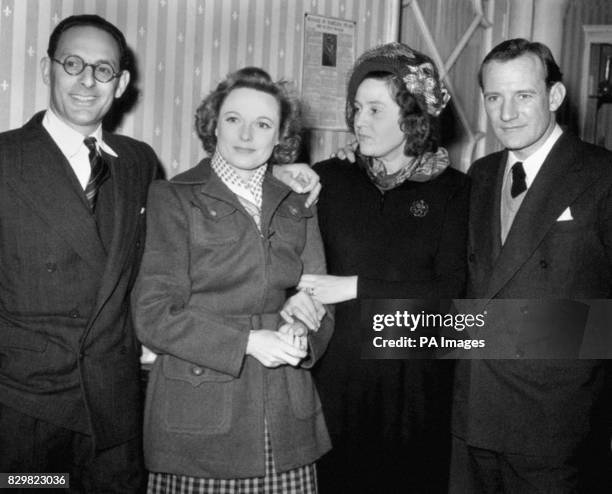 Wartime heroine Odette Churchill , 2nd right, and her husband Captain Peter Churchill , with actors Anna Neagle and Trevor Howard at the Gate...