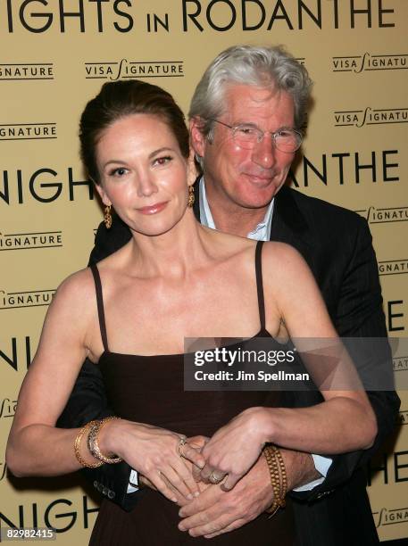 Actors Diane Lane and Richard Gere attend the premiere of "Miracle at St. Anna" at Ziegfeld Theatre on September 22, 2008 in New York City.