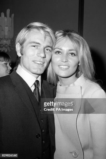 Adam Faith with his fiancee, Jackie Irving, on the eve of their wedding.