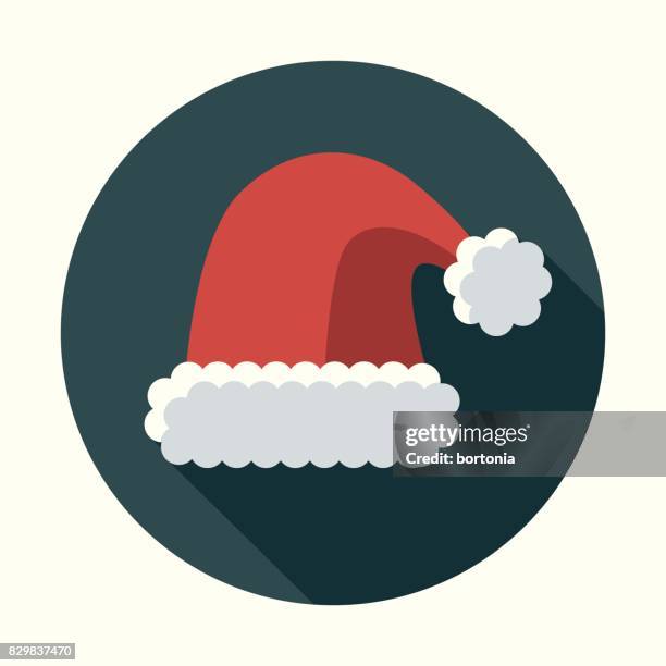 bildbanksillustrationer, clip art samt tecknat material och ikoner med christmas platt designikon: santa's hat - santa hat icon