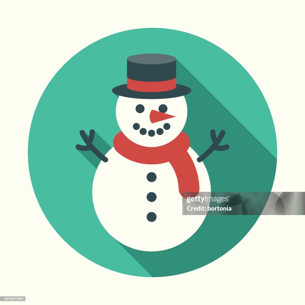 Weihnachten-flachen Design-Ikone: Schneemann