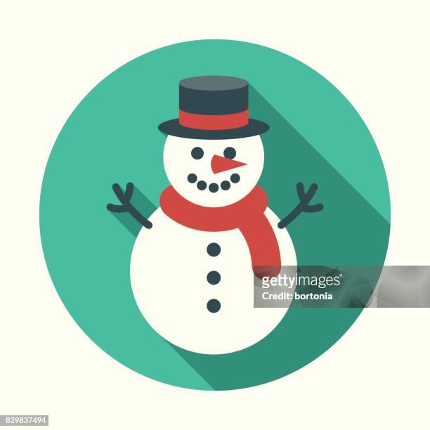 weihnachten-flachen design-ikone: schneemann - snowman stock-grafiken, -clipart, -cartoons und -symbole