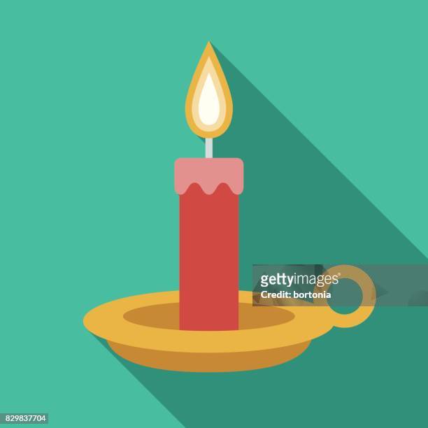 christmas flat design icon: candle - candle stock illustrations