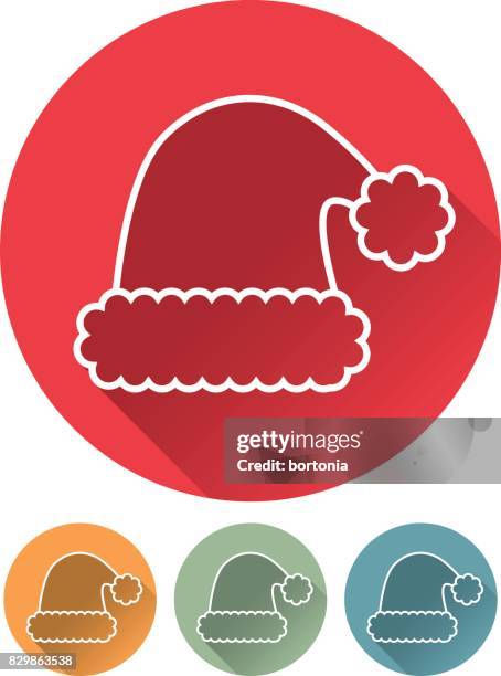 bildbanksillustrationer, clip art samt tecknat material och ikoner med christmas platt designikon: santa's hat - santa hat icon