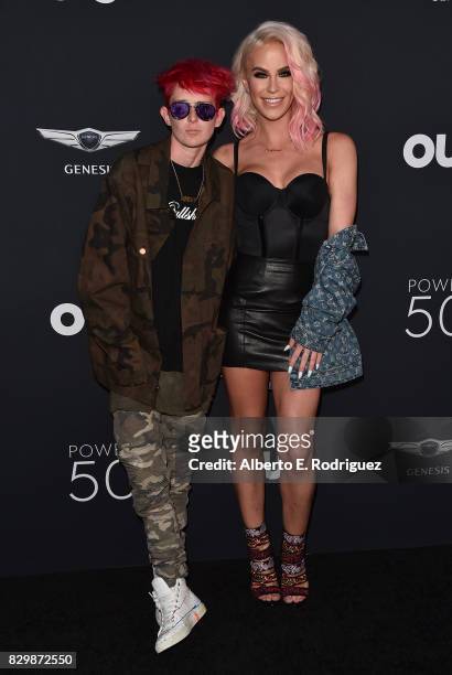 Nats Getty and model Gigi Gorgeous attend OUT Magazine's Inaugural Power 50 Gala & Awards Presentation at Goya Studios on August 10, 2017 in Los...