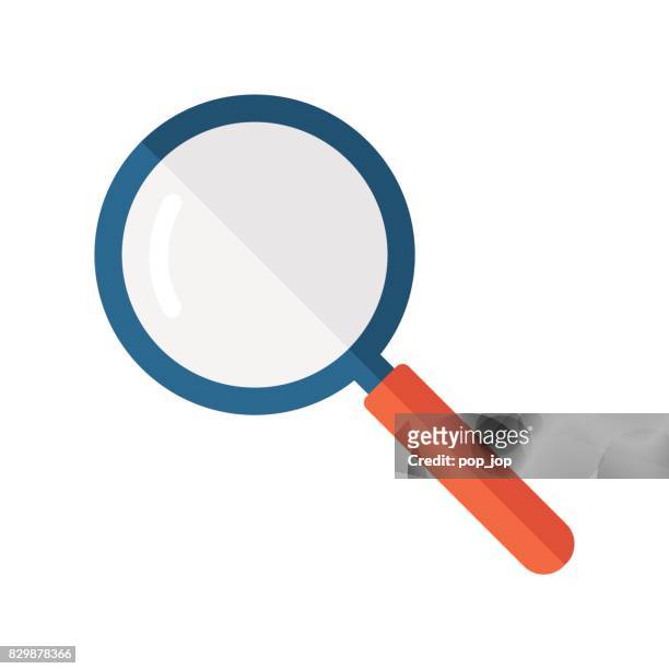 magnifier flat icon - vector illustration - magnifying glass stock illustrations