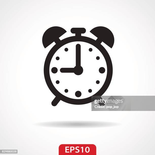 alarm clock flat icon - vector illustration - long time stock illustrations