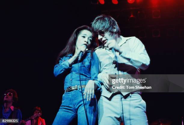 Southside Johnny and the Asbury Dukes on stage with Ronnie Spector at the Crystal Palace Bowl, London, 1977.