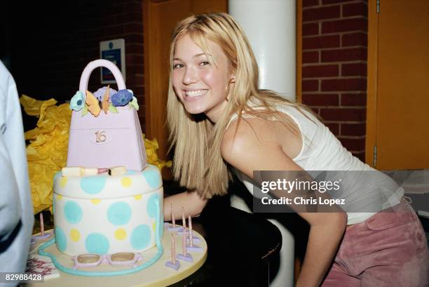 Mandy Moore celebrates her 16th birthday at the Oxo Tower, London, 2000.