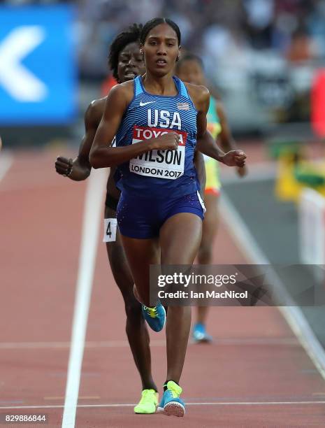 Agee Wilson of United States competes in the Women's 800m heats during day seven of the 16th IAAF World Athletics Championships London 2017 at The...