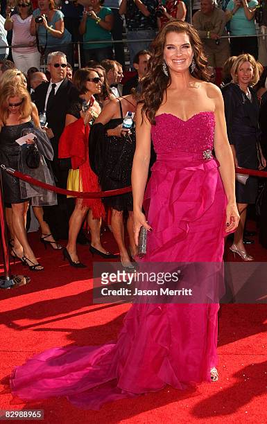 Actress Brooke Shields arrives at the 60th Primetime Emmy Awards at the Nokia Theater on September 21, 2008 in Los Angeles, California.