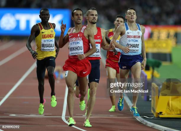 Chris O'Hare of Great Britain competes in the Men's 1500m heats during day seven of the 16th IAAF World Athletics Championships London 2017 at The...