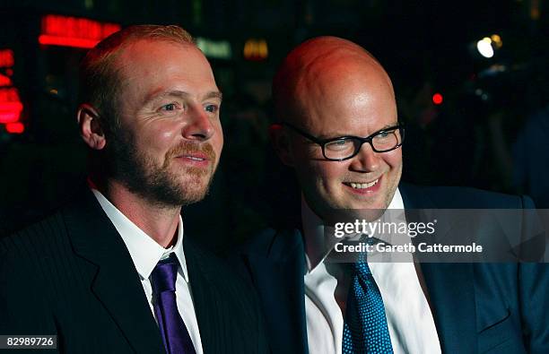 Simon Pegg and Toby Young arrive at the UK film Premiere of 'How To Lose Friends And Alienate People' on September 24, 2008 at The Empire Leicester...