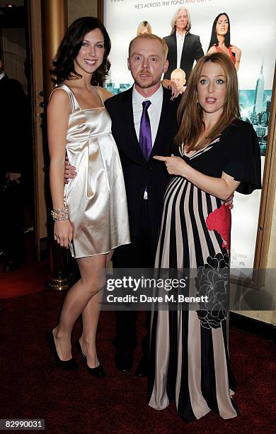 Margo Stilley, Simon Pegg and Gillian Anderson arrive at the UK film premiere of 'How To Lose Friends And Alienate People', at the Empire Cinema on...