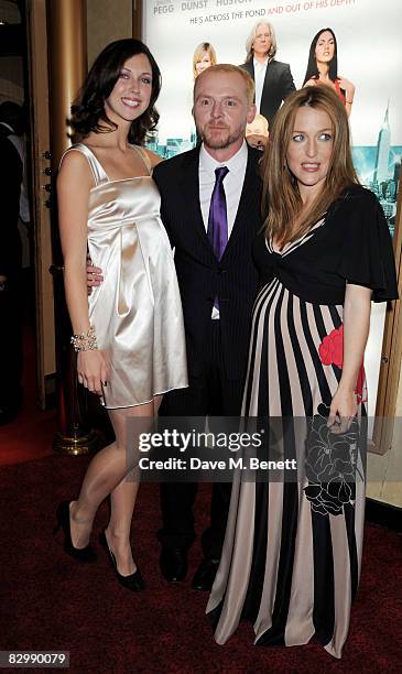 Margo Stilley, Simon Pegg and Gillian Anderson arrive at the UK film premiere of 'How To Lose Friends And Alienate People', at the Empire Cinema on...