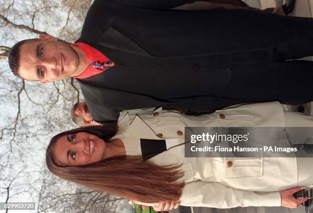 Wimbledon footballer Vinnie Jones arrives with wife Tanya for the Television and Radio Industries Club awards lunch, where he was voted Satellite TV...