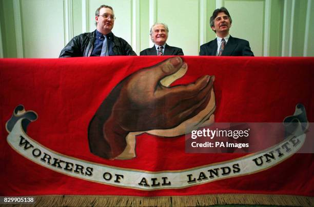 Rob Griffiths , Monty Goldman and Martin Levy , representing the Communist Party of Britain, as they pledged their support of a Labour government in...