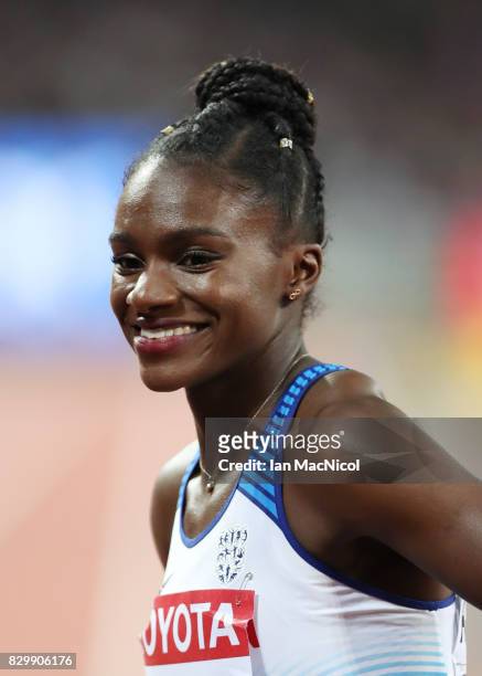 Dina Asher-Smith of Great Britain competes in the Women's 200m semi finals during day seven of the 16th IAAF World Athletics Championships London...