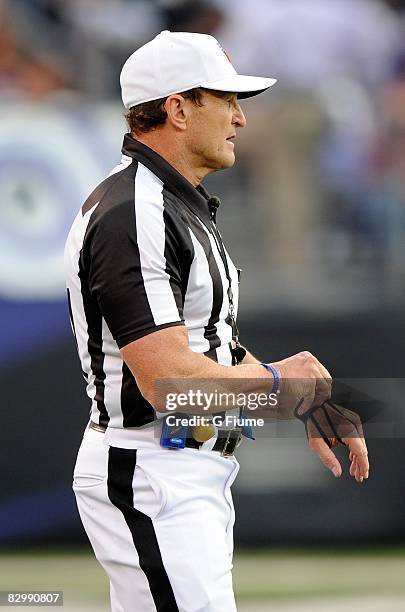 Referee Ed Hochuli watches game between the Baltimore Ravens and the Cleveland Browns September 21, 2008 at M&T Bank Stadium in Baltimore, Maryland.