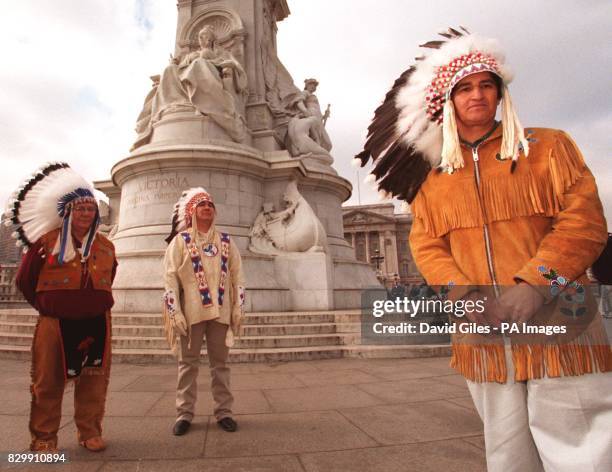 Chief Ovide Mecredi , National Chief of the prinicpal Canadian Indian organisation, with Chief Ray Roger , head of the Chippowas Indians, and Willie...