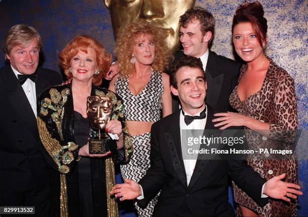 Some of the cast of Granada TV's long running soap "Coronation Street" celebrate their BAFTA award presented at The Royal Albert Hall in London. Bill...